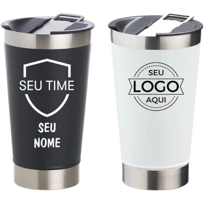 Copo Térmico Personalizado Gravado a Laser Nome Logo Time 500 ml com Tampa e Abridor