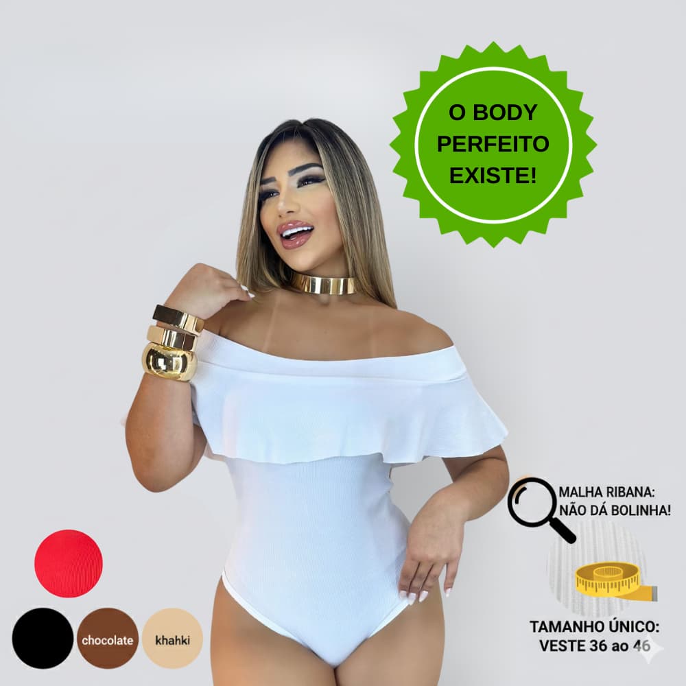 Body Feminino Ciganinha Ombro A Ombro Malha Ribana Premium Não Fica Transparente