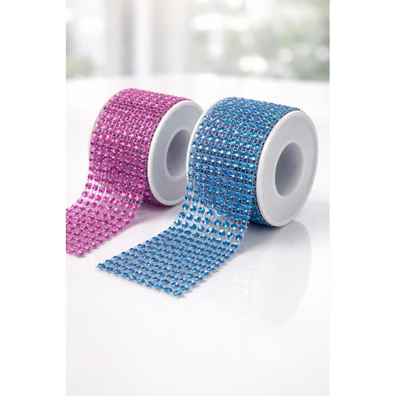 Manta de Strass Artificial Decorativa 4cm x 2 Jardas – Rosa ou Azul
