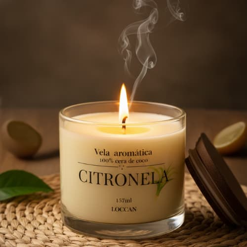 Vela Aromática Artesanal Premium 157g - 100% Cera de Coco Pronta Entrega