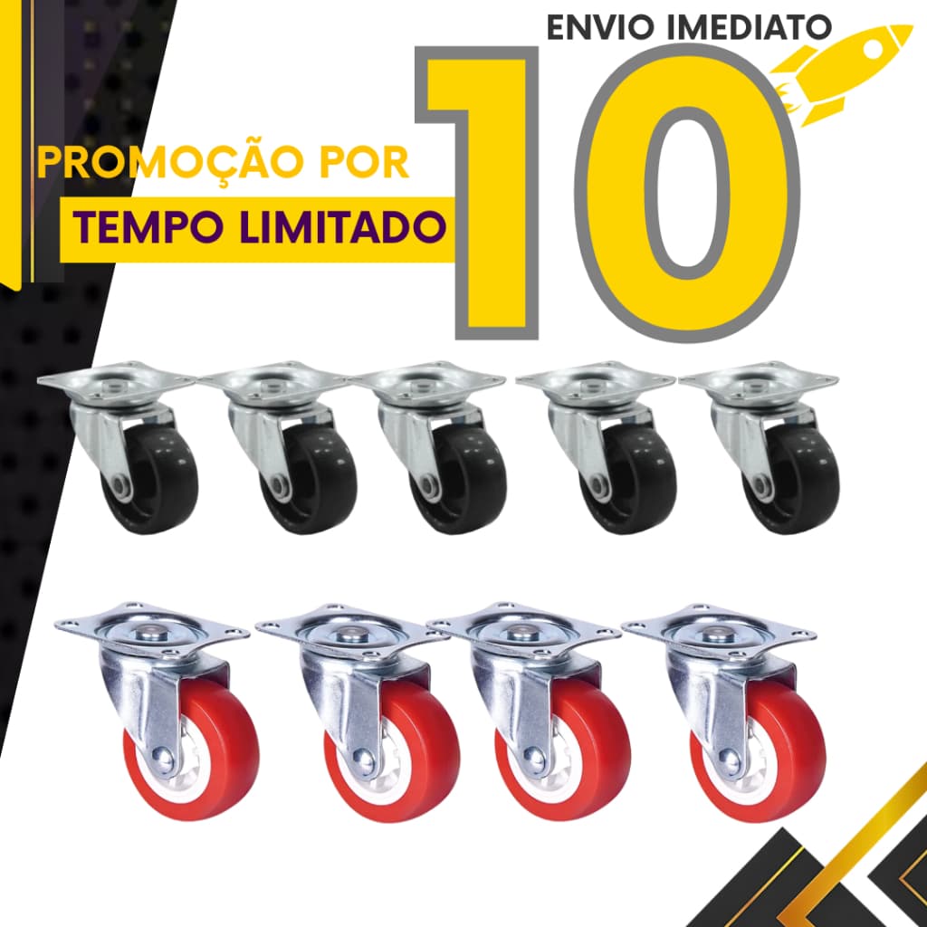 10, 8, 6 ou 4 un - Rodízios 1.1/4 e 1.1/2 Giratório 360 Graus para Mesas Cadeiras Móveis