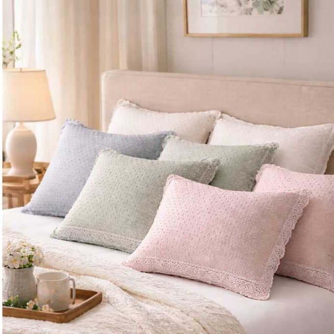 Par de Fronha Bordado Inglês Percal 200 fios 50 x 70 -EUROTEXTIL