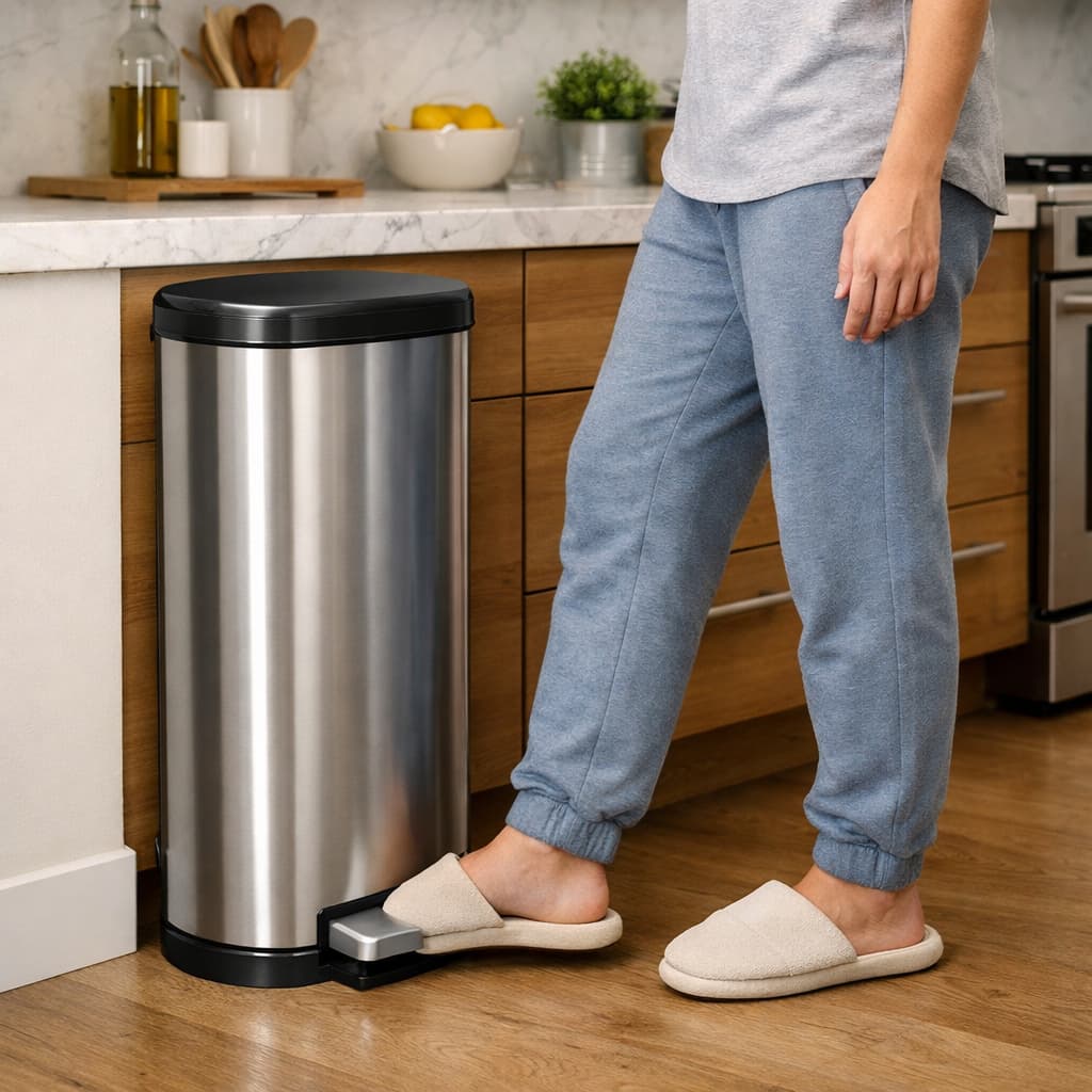 Lixeira Slim  Aço Inox Pedal Moderna 12 e 05 litros Durável Prática Cozinha Banheiro Escritório Área