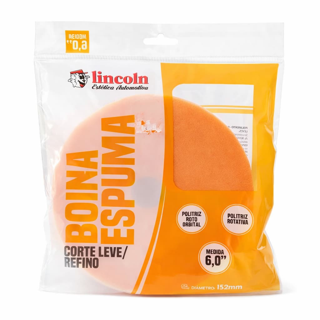 Boina de Espuma Laranja SV 6'' Lincoln | Corte Leve e Refino | Polimento Profissional