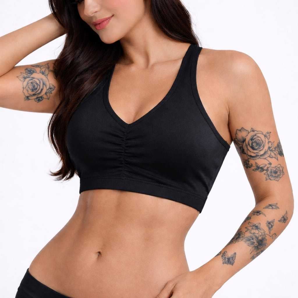 Top Fitness Feminino Com Bojo Removível Nadador Regata Alta Sustentação Academia Confortável
