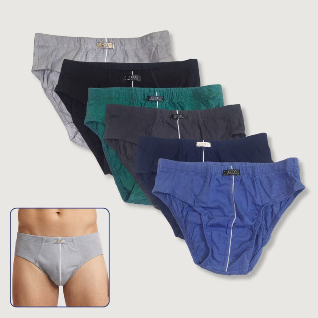 Kit 6 Cueca Slip Masculina de Algodão Premium Sem Elástico Aparente Dom Marco