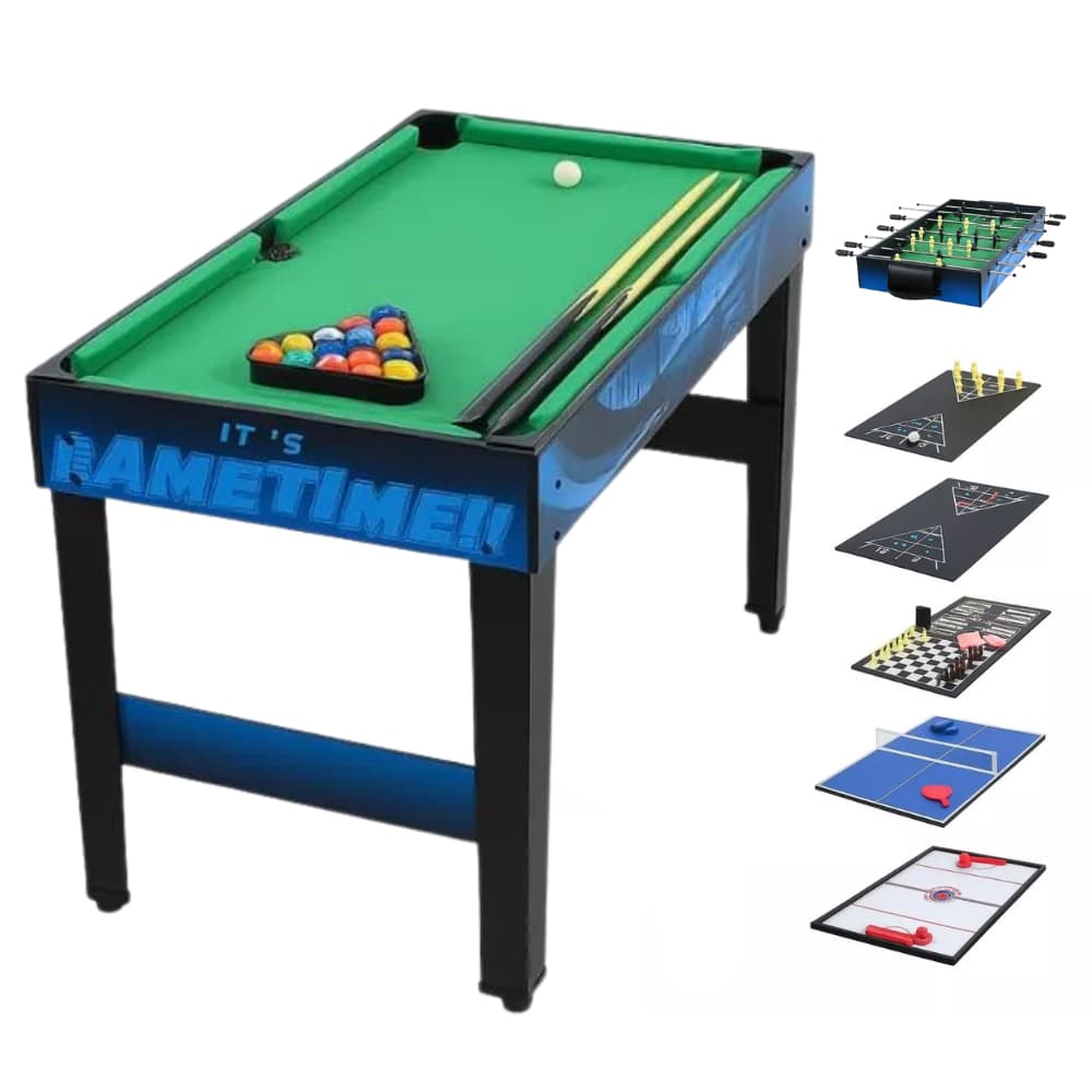 Mesa de Airhockey Pebolim Bilhar 10 em 1 Compacta Sinuca Ping Pong Tenis de Mesa com Acessórios