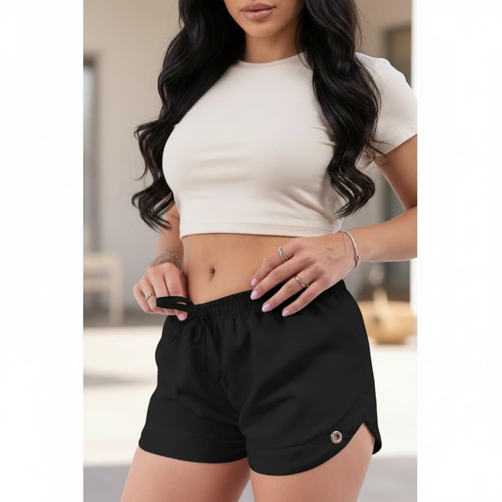 Shorts Feminino Curto Academia Dry Fit Tectal Com Cordinha Moda Praia Verão
