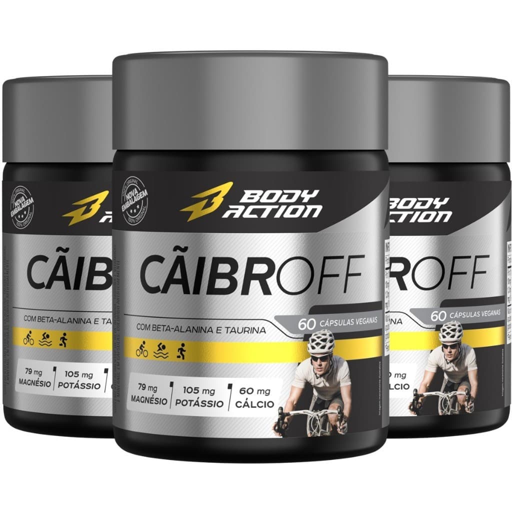 Kit 3x Cãibroff Potássio Magnésio Cálcio - Total 180 Caps Bodyaction