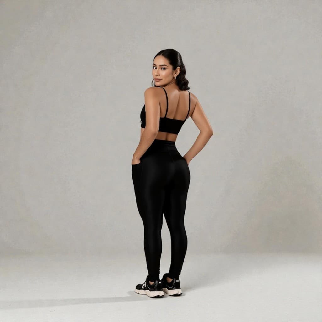 Conjunto De Academia Canelado Calça Legging Caneladinha Aveludada Sem Transparência Cintura Alta