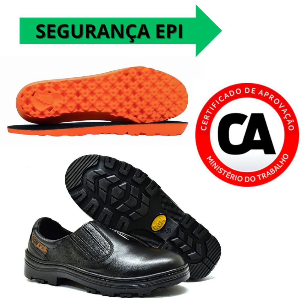 Sapato De Segurança Com Palmilha Macia Ortopédica Trabalho Seguro