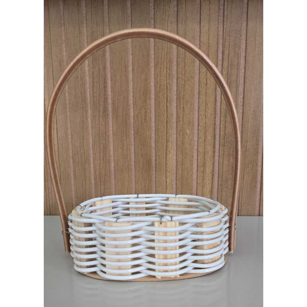 kit 10 cesta fraudeira oval 15cm de fio sintetico decoracao presentes lembrancinhas