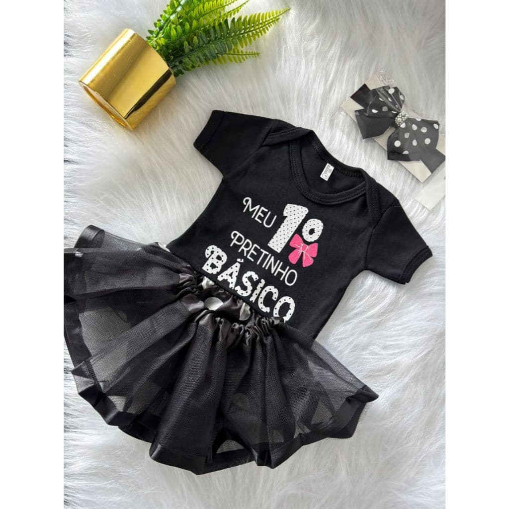 Body Bebê Infantil Mêsversário Temático Primeiro Pretinho Básico Macacao Fantasia +BRlNDE