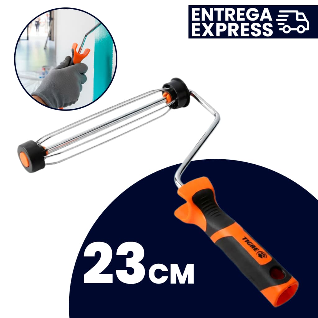 Suporte Tigre Pro Garfo P/ Pintura Reforçado Gaiola Bucha Cabo Ergonomico Profissional P/ Rolo 23Cm