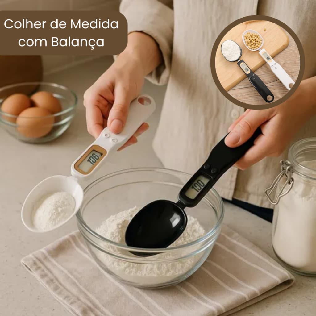 Colher de Medida com Balança Digital Dosador Funcional Alta Precisão Sortida