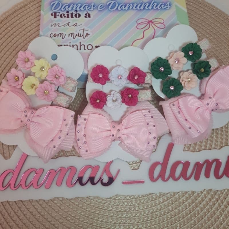 kit Laço Infantil de Brilho com Presilha | Kit 2 Hair Clips | Acessório para Bebê e Menina. Laço com strass