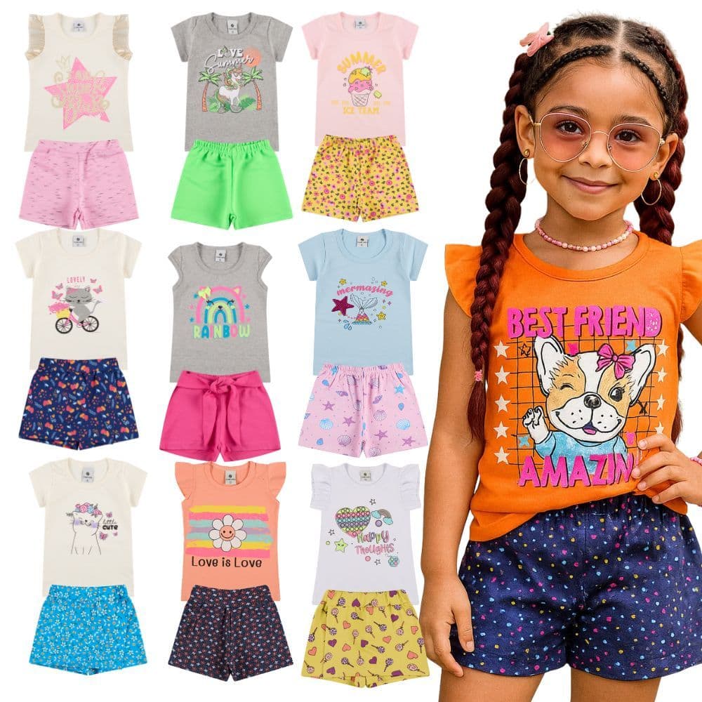 Conjunto Infantil Menina | Conjunto Verão Infantil | Roupa Infantil Menina Confortável