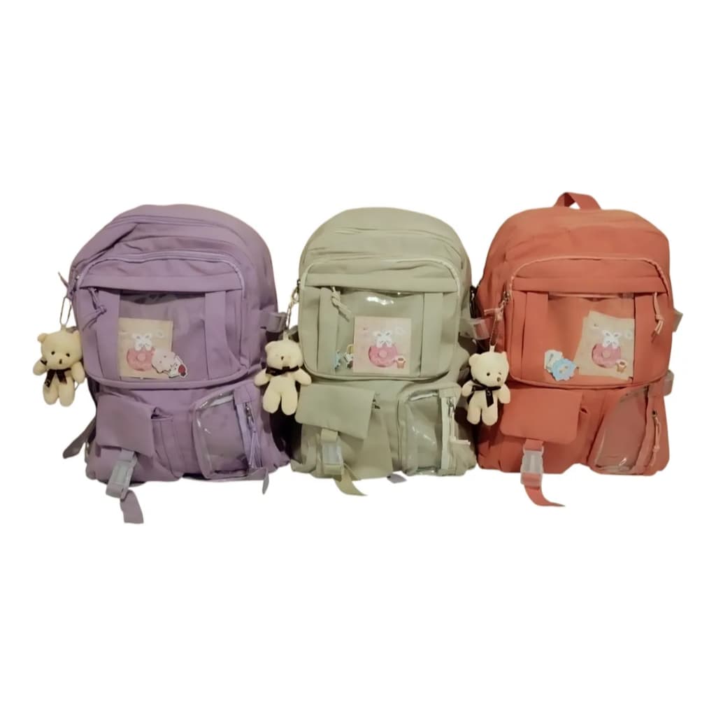 Mochila Feminina Moda Coreana Kawuai Colegial Com Pelucia