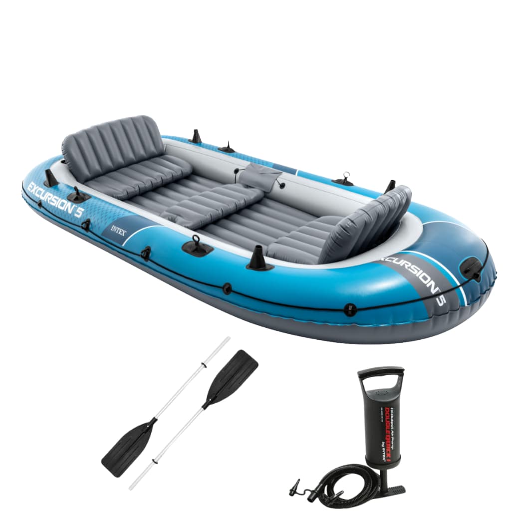 BOTE EXCURSION 5 INTEX C/ REMO + BOMBA DE AR 5 PESSOAS 600KG