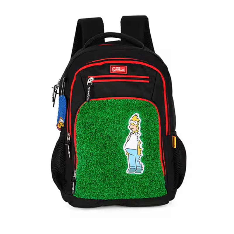 Mochila escolar em poliéster Os Simpsons, Preta, MS50181SS0, Luxcel