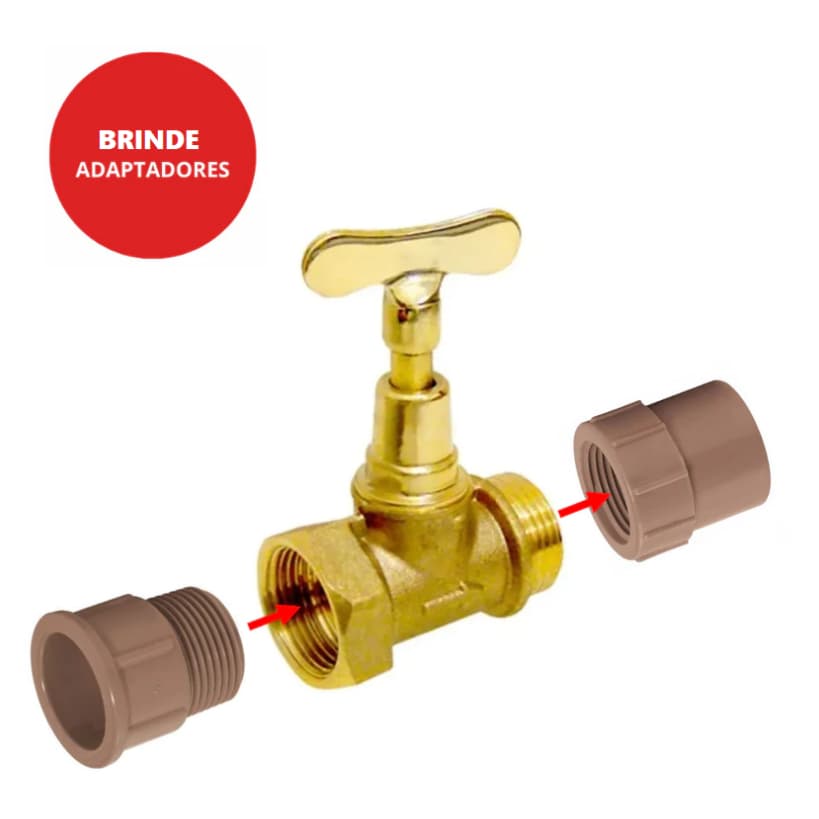 Registro de Pressão Latão 3/4" Modelo 1400 Com Brinde 2 Adaptadores LR Completo