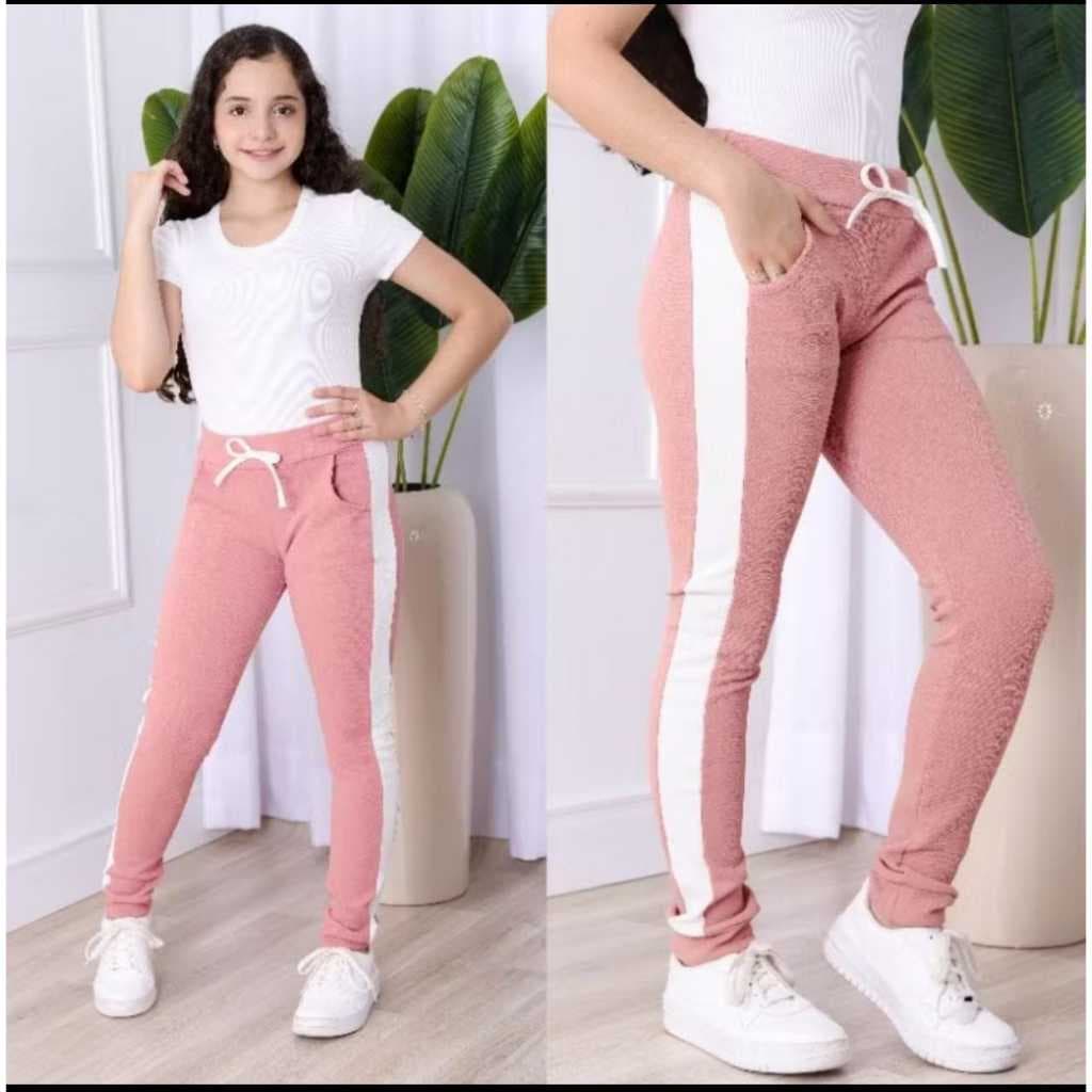 Calça Juvenil menina com bolso  e tecido malha crepe