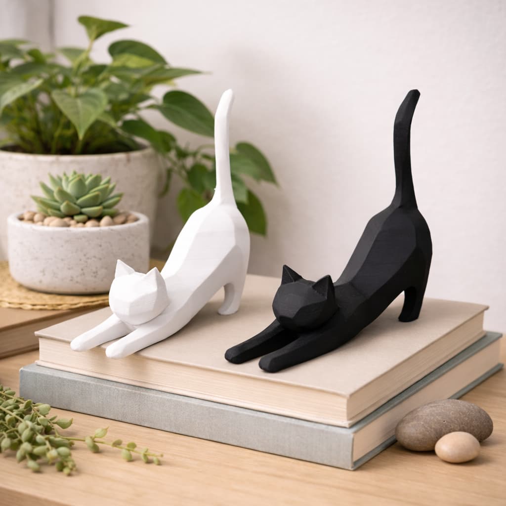 Kit Gatos Decorativos Minimalistas Modernos - Escultura Decorativa Sala Quarto Escritório Presente