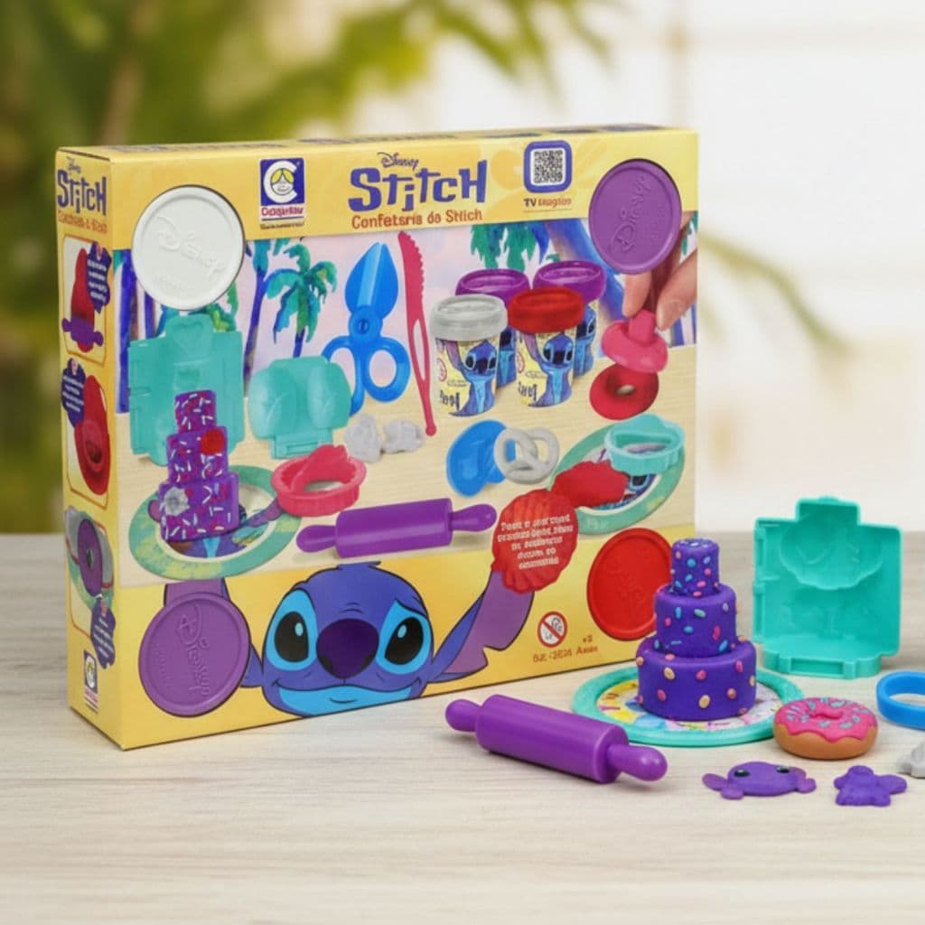 Brinquedo Massinha Confeitaria Stitch: Cotiplás com acessórios! Presente infantil Meninos e Meninas