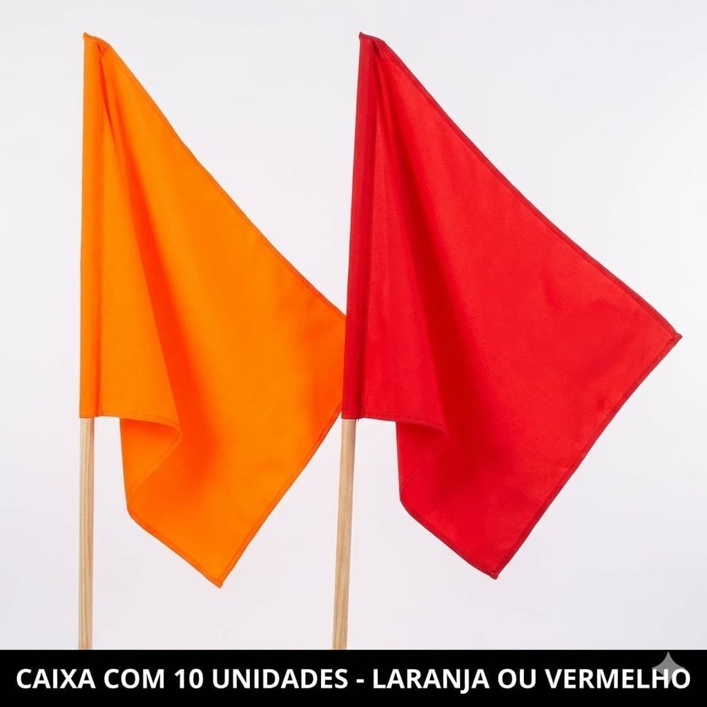 Kit 10 Bandeirolas de Sinalização 29x25x60cm Laranja ou Vermelha