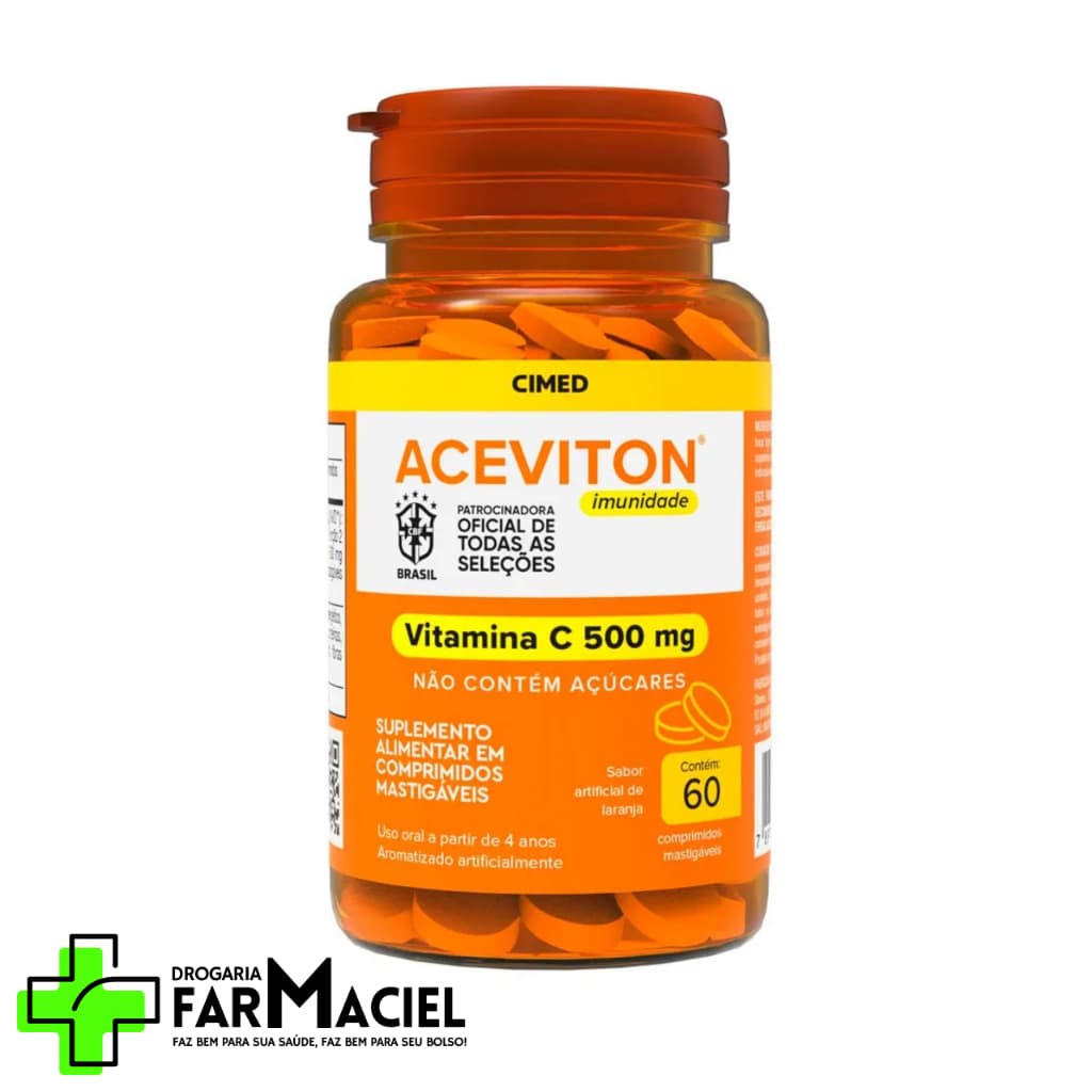 Aceviton Imunidade Vitamina C 500mg com 60 comprimidos mastigáveis
