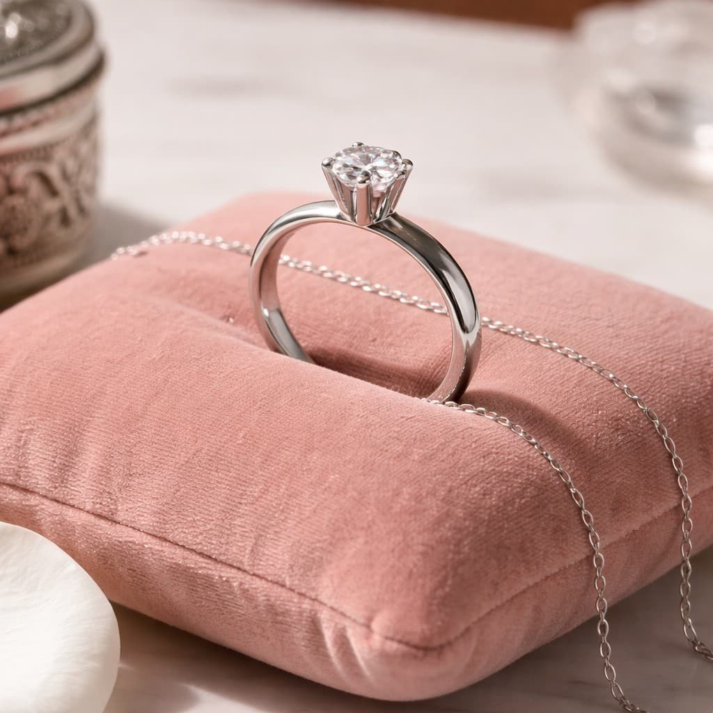 Anel Solitário Aliança Prata Diamante Zircônia Noivado Compromisso Aço Inoxidável 3mm