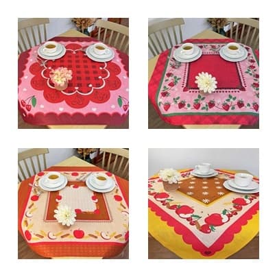 Toalha De Chá Centro Mesa Lepper  80% Algodão 20% Poliester 75cm x 75cm Frutas vermelhas