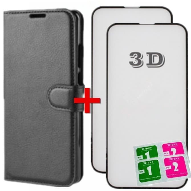 KIT Capa Capinha Carteira Flip + 2 Película de vidro 3D Para Motorola G32 G41 G42 G50 G51 G52 G60 G60s G62 G71 G82