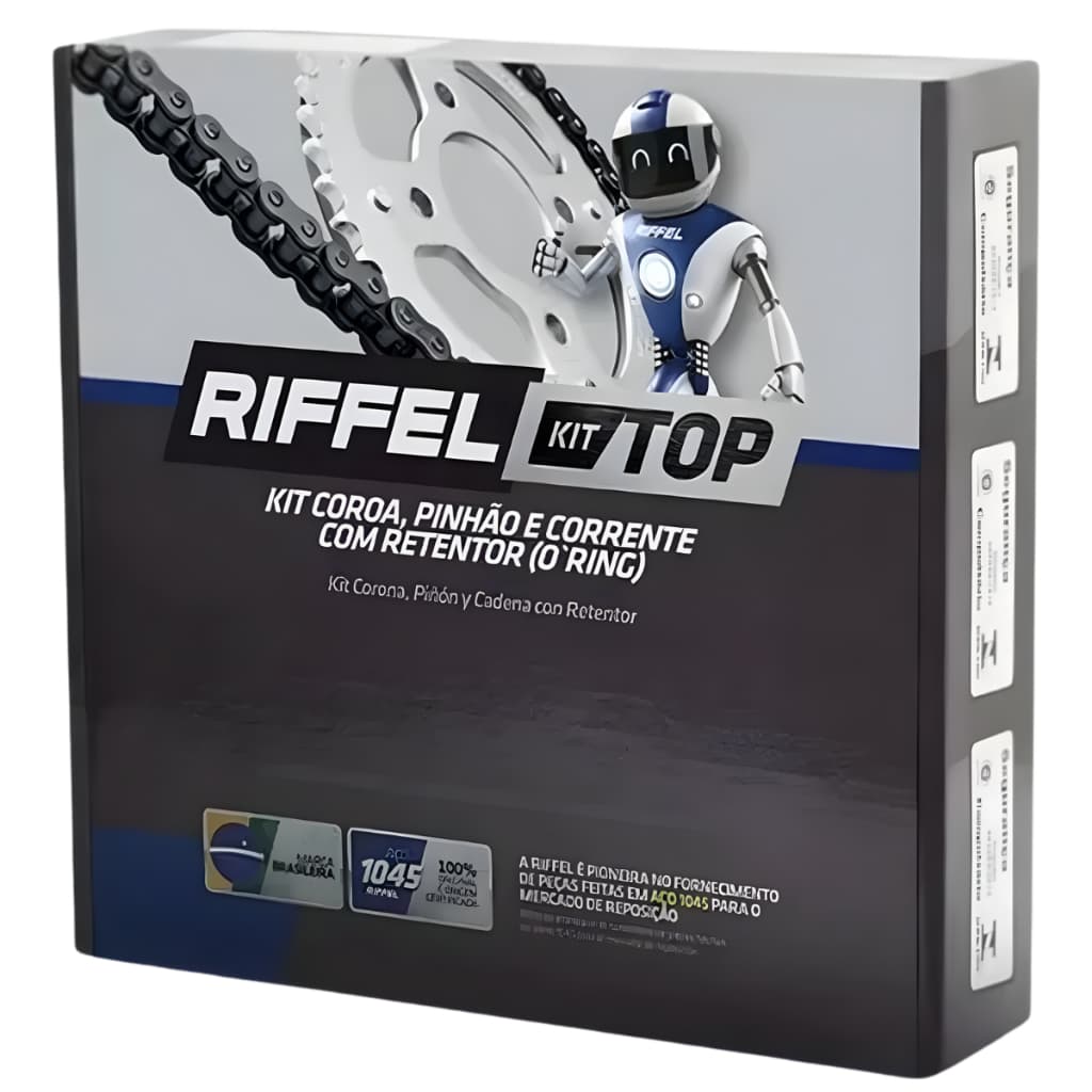 Kit Relação Moto Transmissão Riffel Cg 125 Fan 2009 A 2013 Top Com Retentor Melhor kit