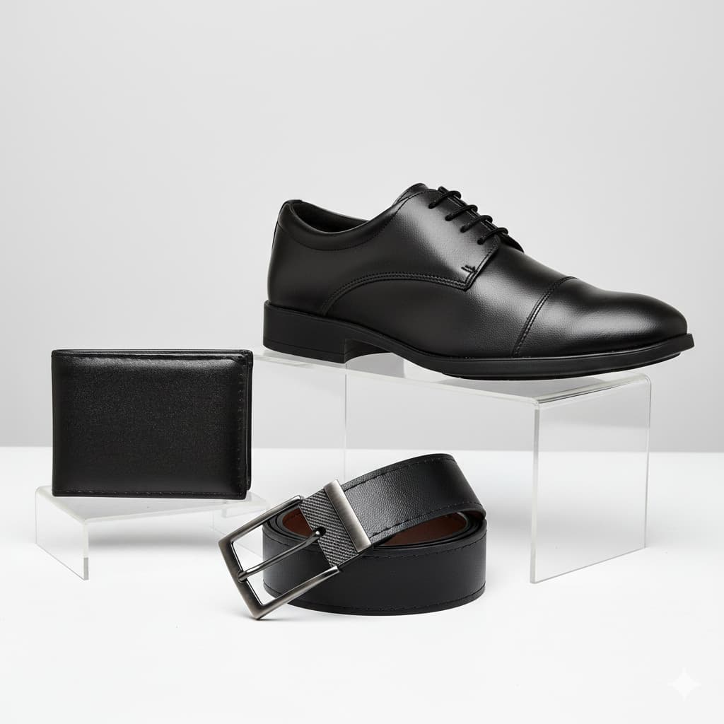 Kit Sapato Social Masculino Preto Marrom Oxford Cinto Carteira Confortável Sapatenis Couro Trabalho