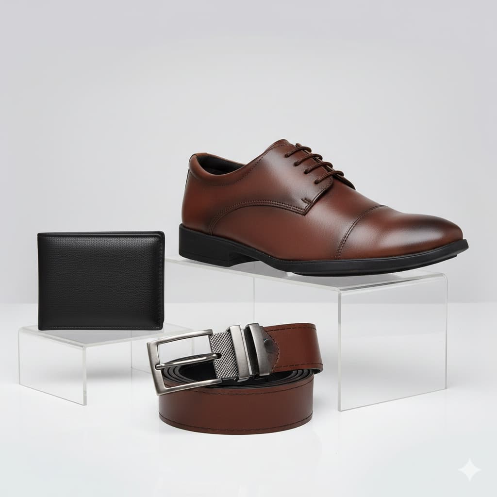 Kit Sapato Social Masculino Preto Marrom Oxford Cinto Carteira Couro Confortavel Trabalho Festa Pai