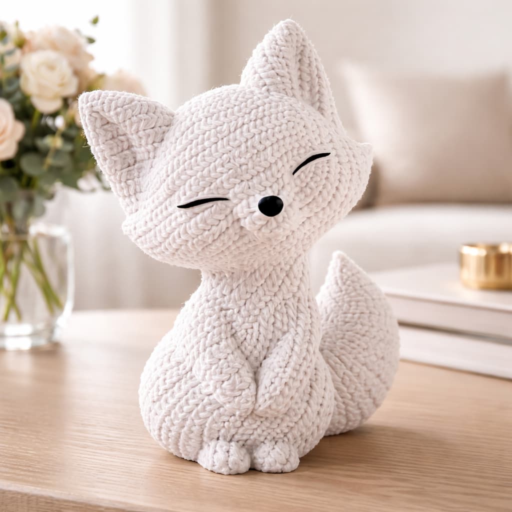 Decoração Raposa 3D Imitando Tricô Croche PLA Enfeite Quarto infantil Criança Bebê Sala Espera Pediatra Presente nenem