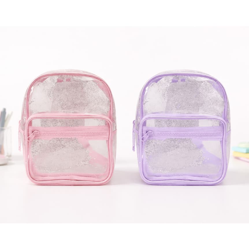 Mochila Infantil Glitter Transparente Menina Criança Feminina Brilhante Escolar Passeio 20cmx26cm Volta as Aulas