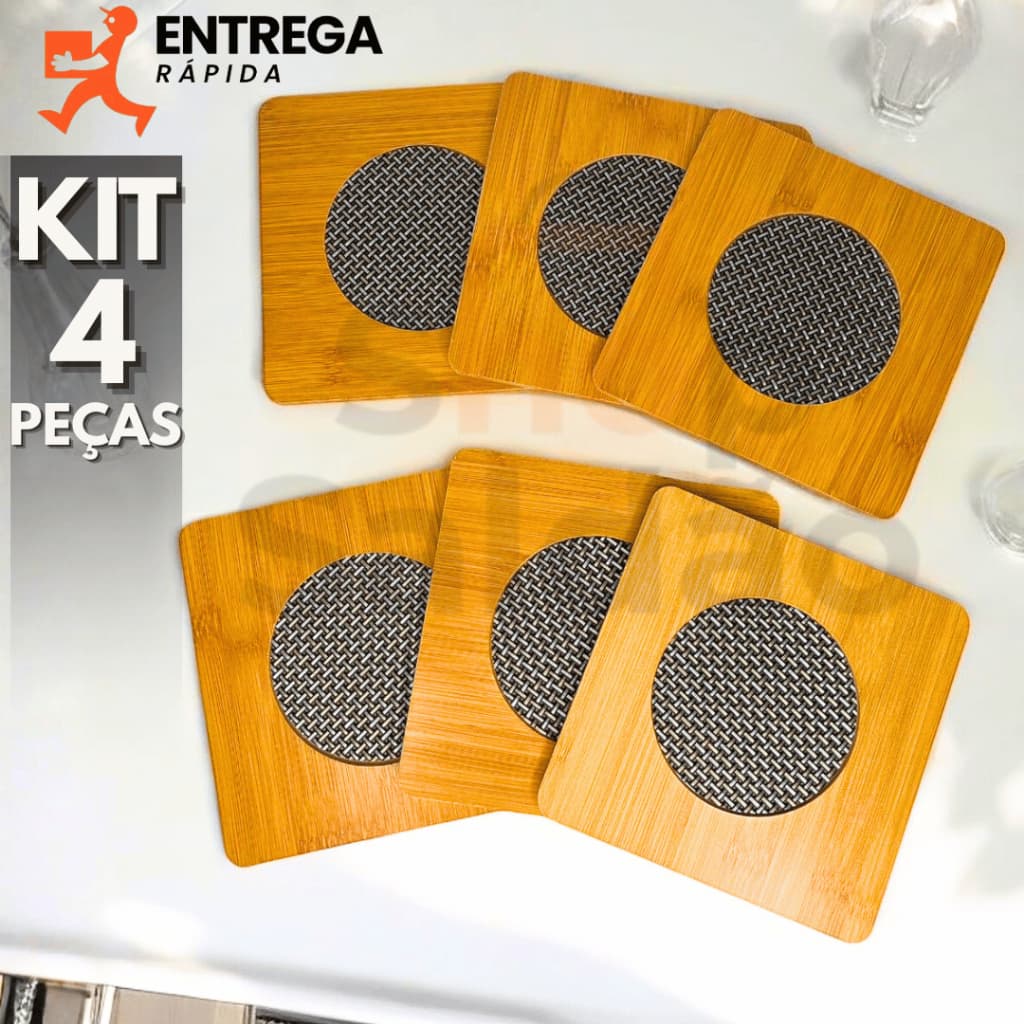 Kit 4 Descanso de Panela MDF 16,5cm Suporte Para Panela Quente Porta Panela Cozinha Mesa Posta
