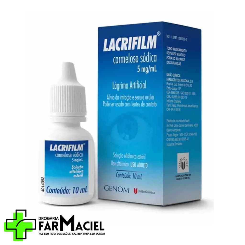 Lacrifilm 5mg/ml Solução Oftálmica com 10ml Colírio Lágrima Artificial