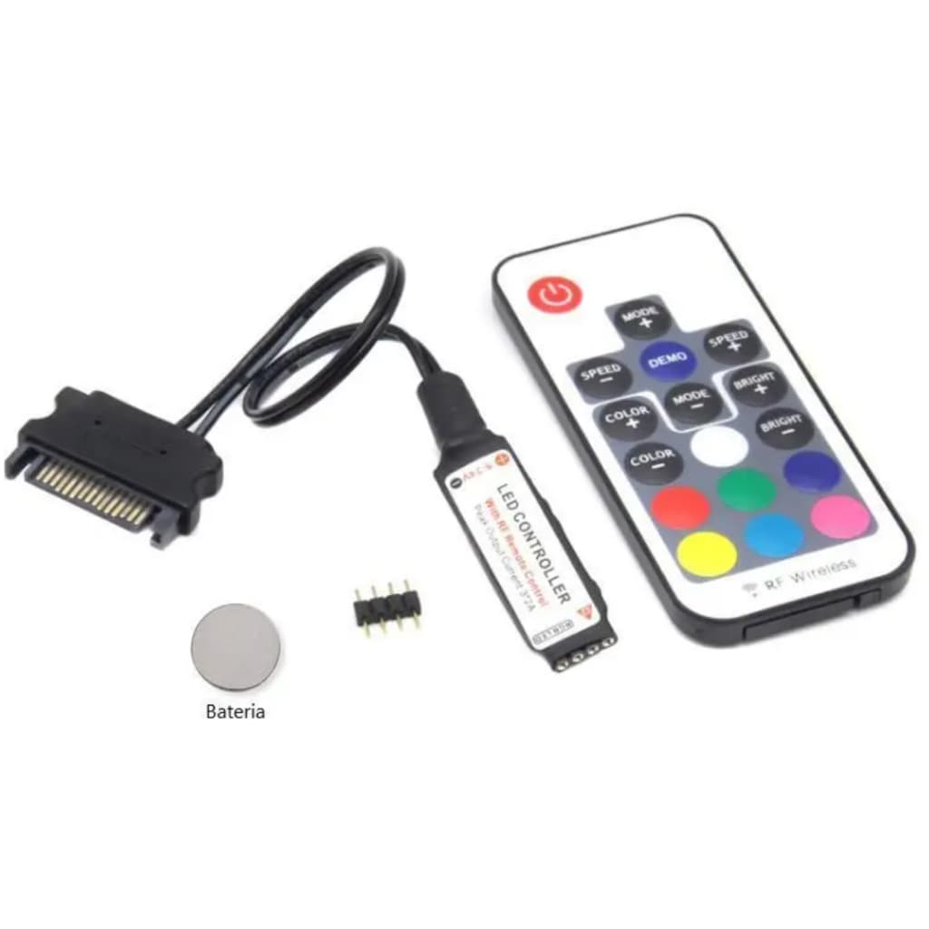 Controladora RGB 12v 4 pinos para PC | Coolers e fitas LED | Alimentação SATA