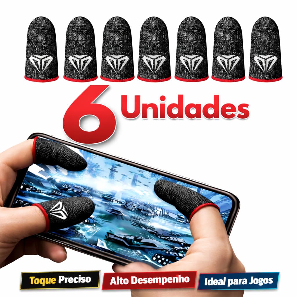 Luvinha de Dedo Gamer Fribra de PRATA | Anti Suor, respirável e Sensível COD, FREEFIRE, PUBG