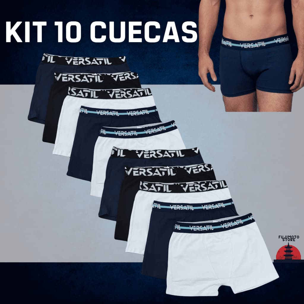 Kit 10 Cuecas Box 95%  Algodão Cotton Masculina Versatil Premium Confortável