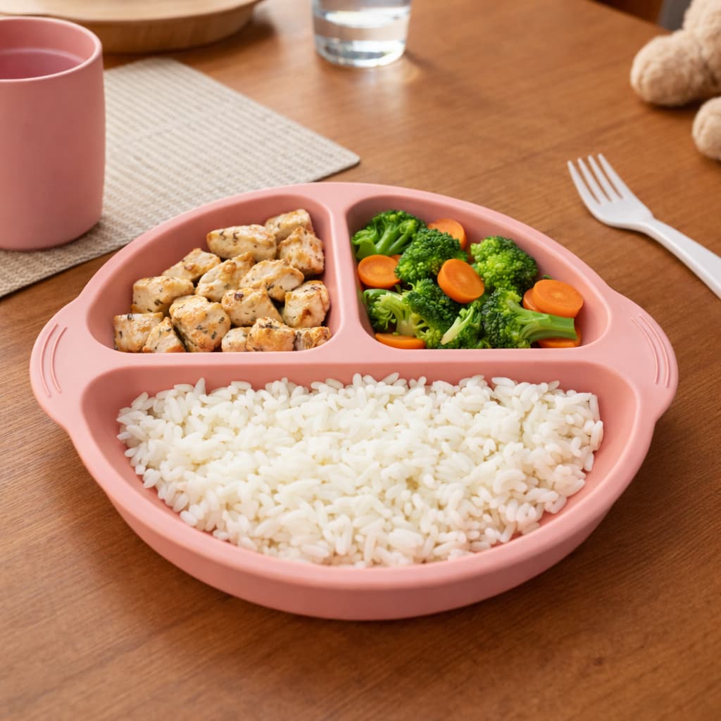 Prato Infantil com Divisórias para Bebê Introdução Alimentar Resistente Livre de BPA