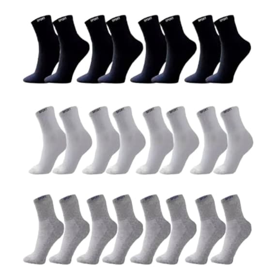 Kit 3 a 24 Pares Meias Masculina SPORT Algodão Cano Alto/Longo