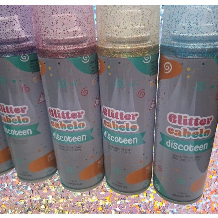 Spray Glitter para Cabelo e Corpo várias cores para Carnaval e festas Discoteen