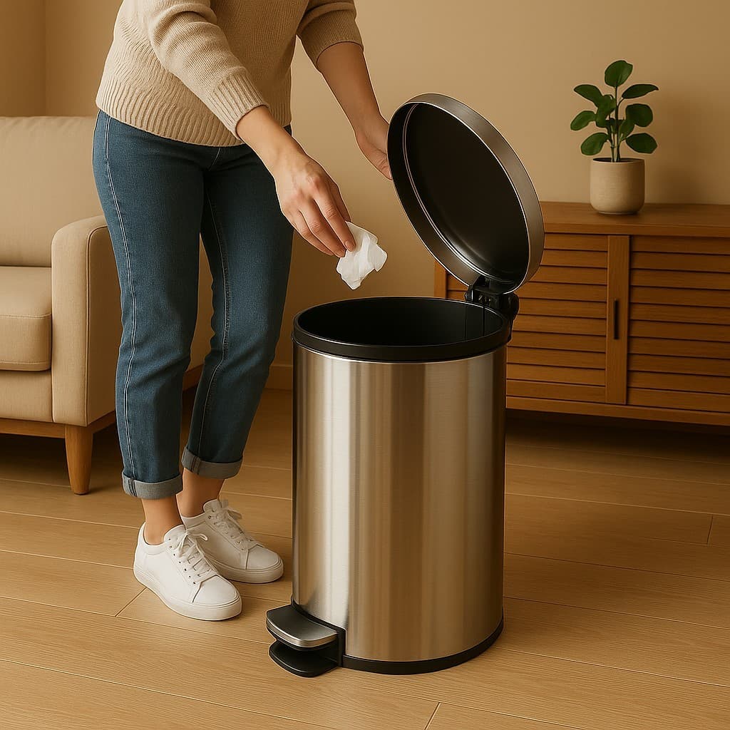 Lixeira Inox 5L Slim com Pedal. Lixo de cozinha. Lixo de escritório. Lixo de banheiro.