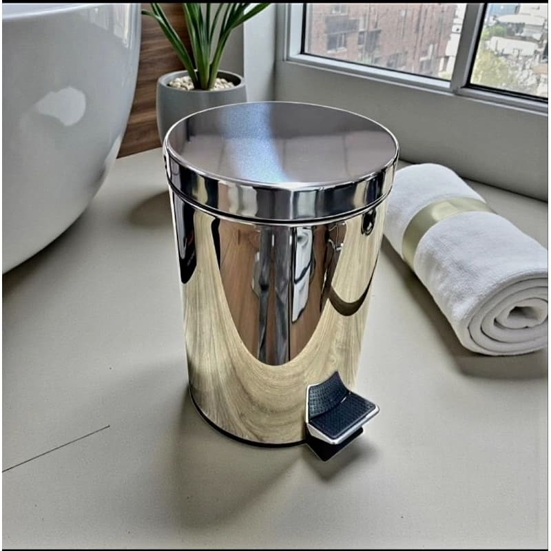 Lixeira Inox 3L com Pedal e Cesto Removível - Moderna banheiro cozinha