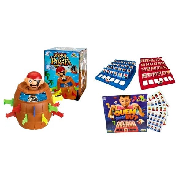 kit Com 2 Super Brinquedos (Quem Sou Eu+Pula Pirata No Barril)Presente Criança