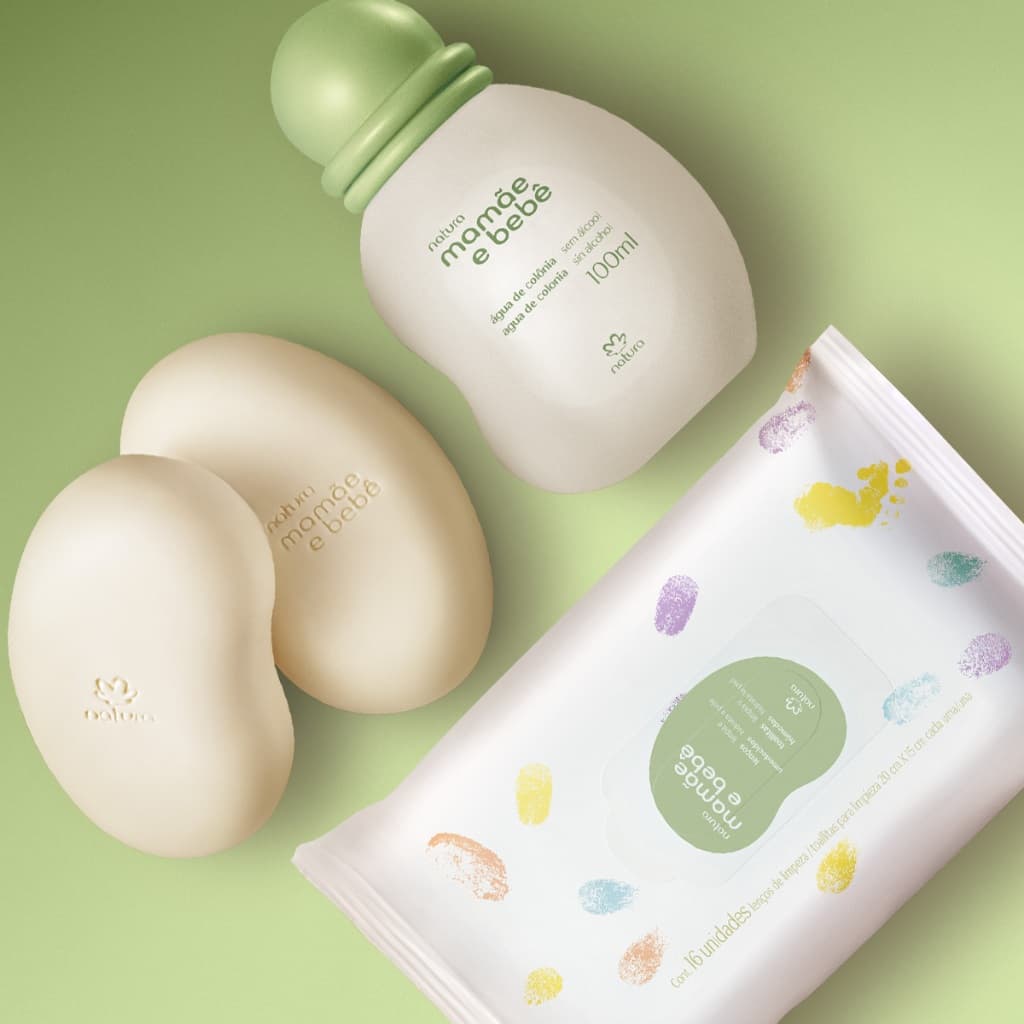 Natura Presente Natura Mamãe Bebê Kit Banho Suave Sabonete Barra Lenço Umidecido Cheiroso Cuidado